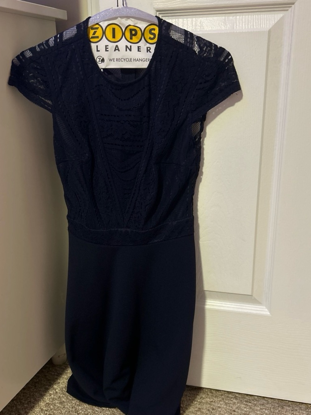City Studios Navy Lace Yoke Midi Dress